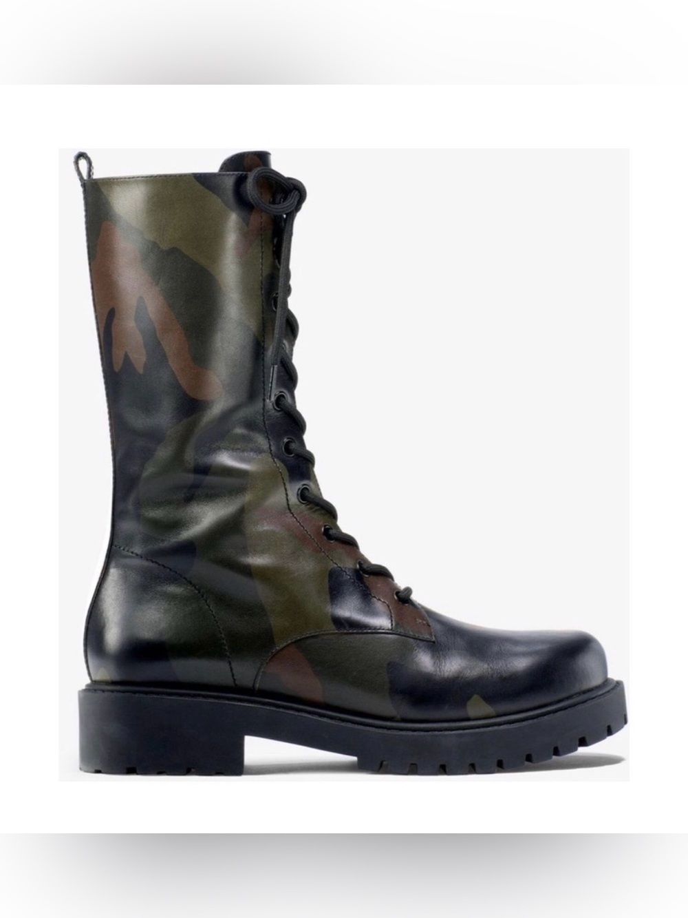 Michael Kors Brenna runway camo leather lace-up boots